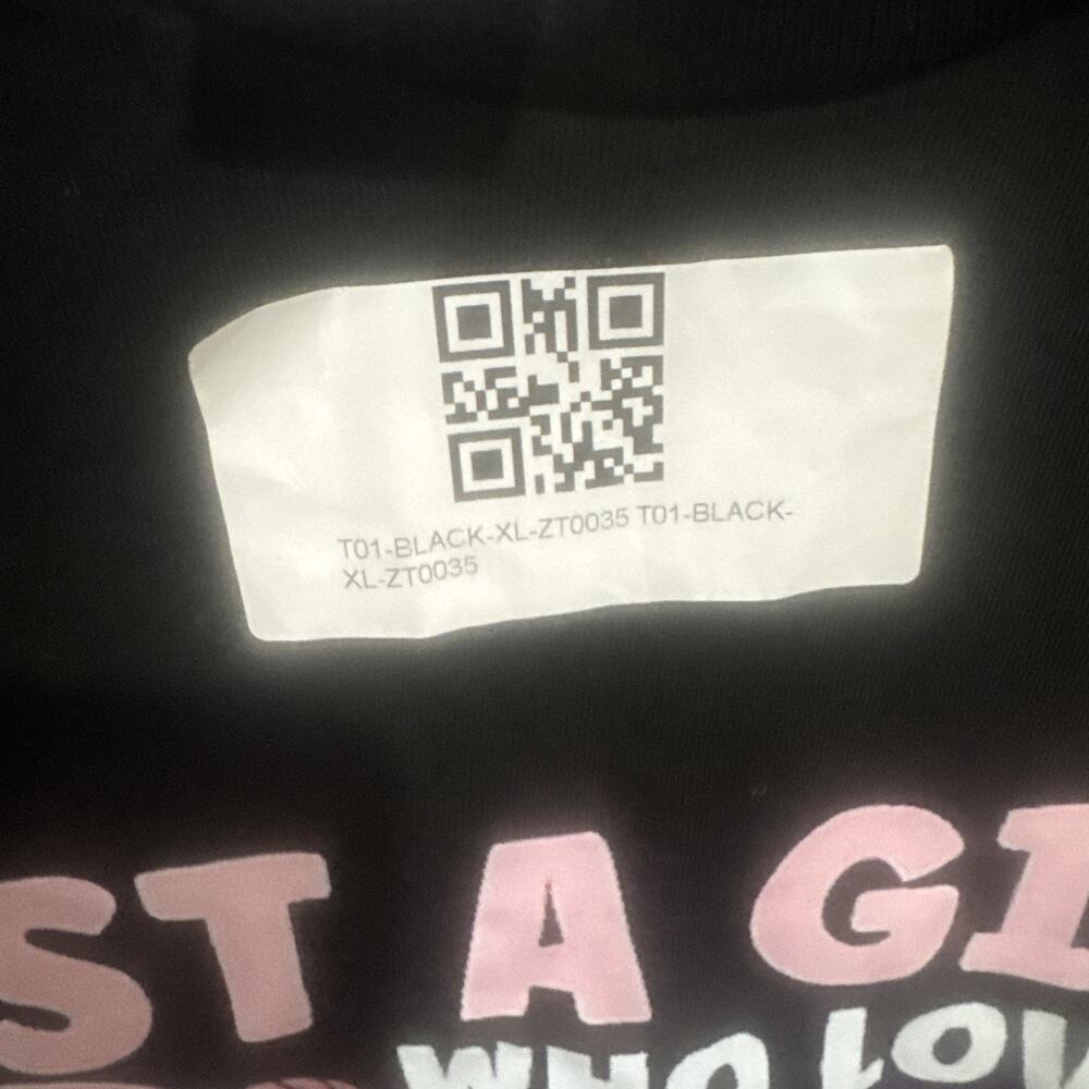 H&U Anime Ramen Sketching Graphic T-Shirt XL Black 100% Cotton Just A Girl - Picture 4 of 6